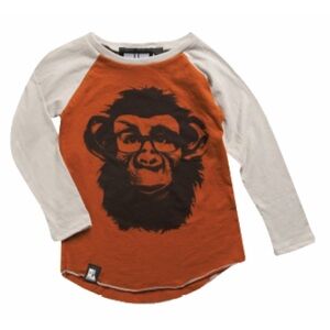 Orange Monkey Graphic Kids Shirt, organic soft cotton